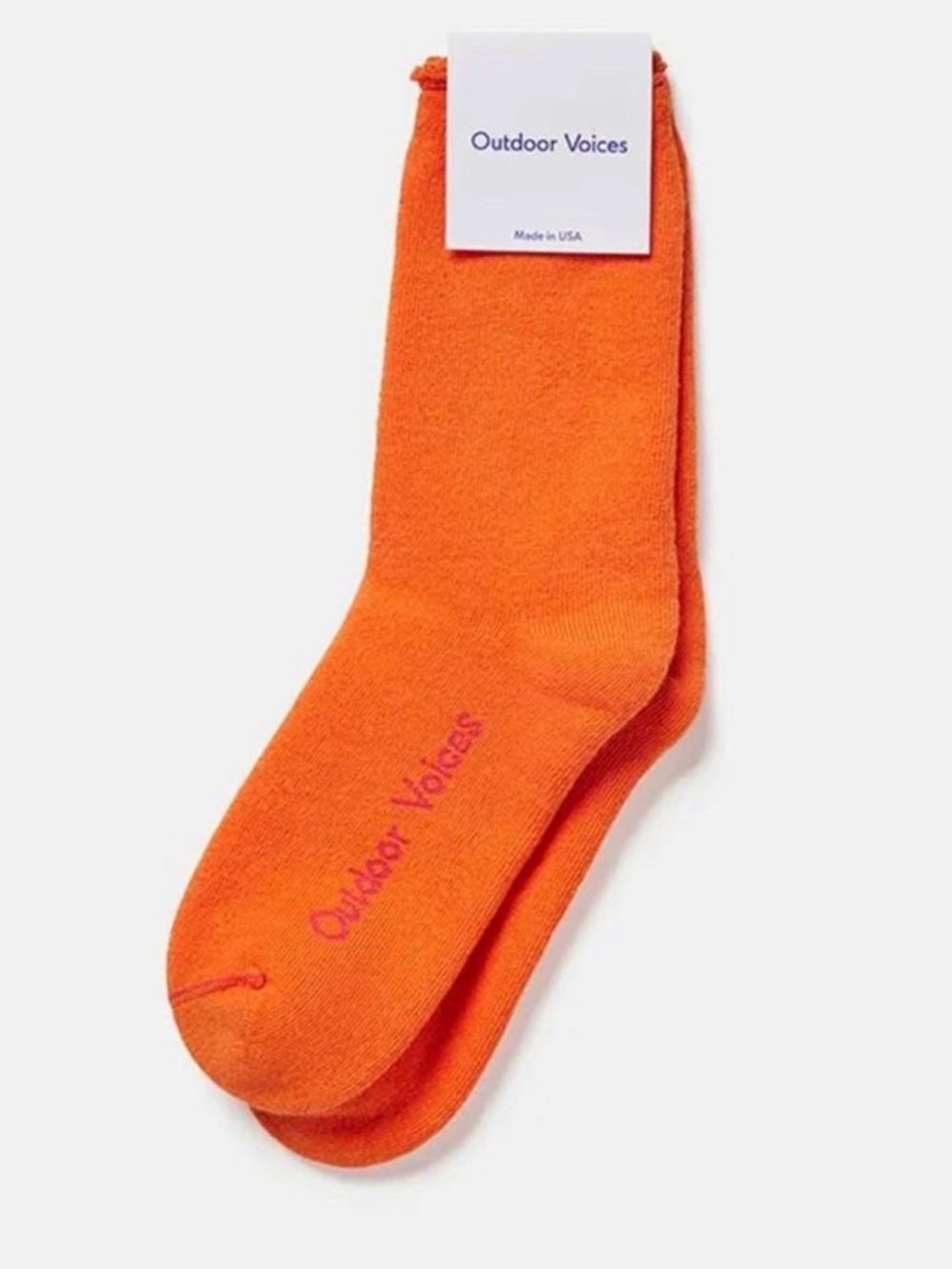 Outdoor Voices Orange Crew Socks - Single Pair Size S/M